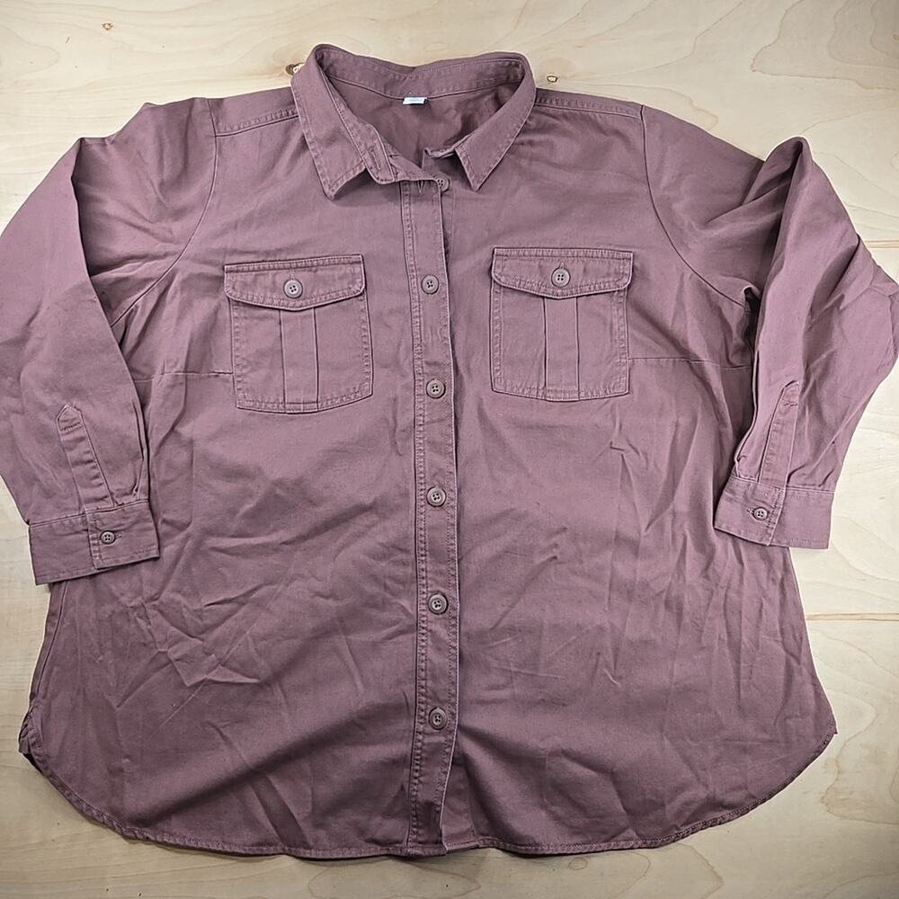 Old Navy Long Sleeve Button Up Shirt Women’s 2X Plus Burgandy
